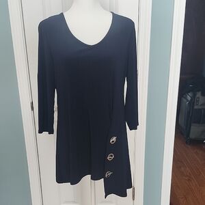 Joseph Ribkoff Navy Women's Top with Asymmetric Button Design